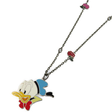 GUCCI Disney Donald Duck Rose Silver 925 Enamel Necklace