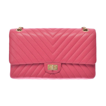 CHANEL 2.55 Chain V Line Pink Women's Lambskin Shoulder Bag