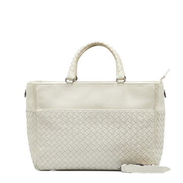 BOTTEGA VENETA Intrecciato Handbag White Leather Ladies BOTTEGAVENETA