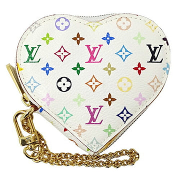 LOUIS VUITTON Wallet Monogram Multicolor Ladies Coin Purse Porto Monet Cool Bron M60040 White Heart