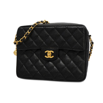 CHANELAuth  Matelasse Single Chain Women's Caviar Leather Shoulder Bag Black