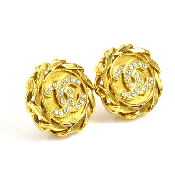 CHANEL Earrings Coco Mark Metal/Rhinestone Gold/Silver Women's e55919a