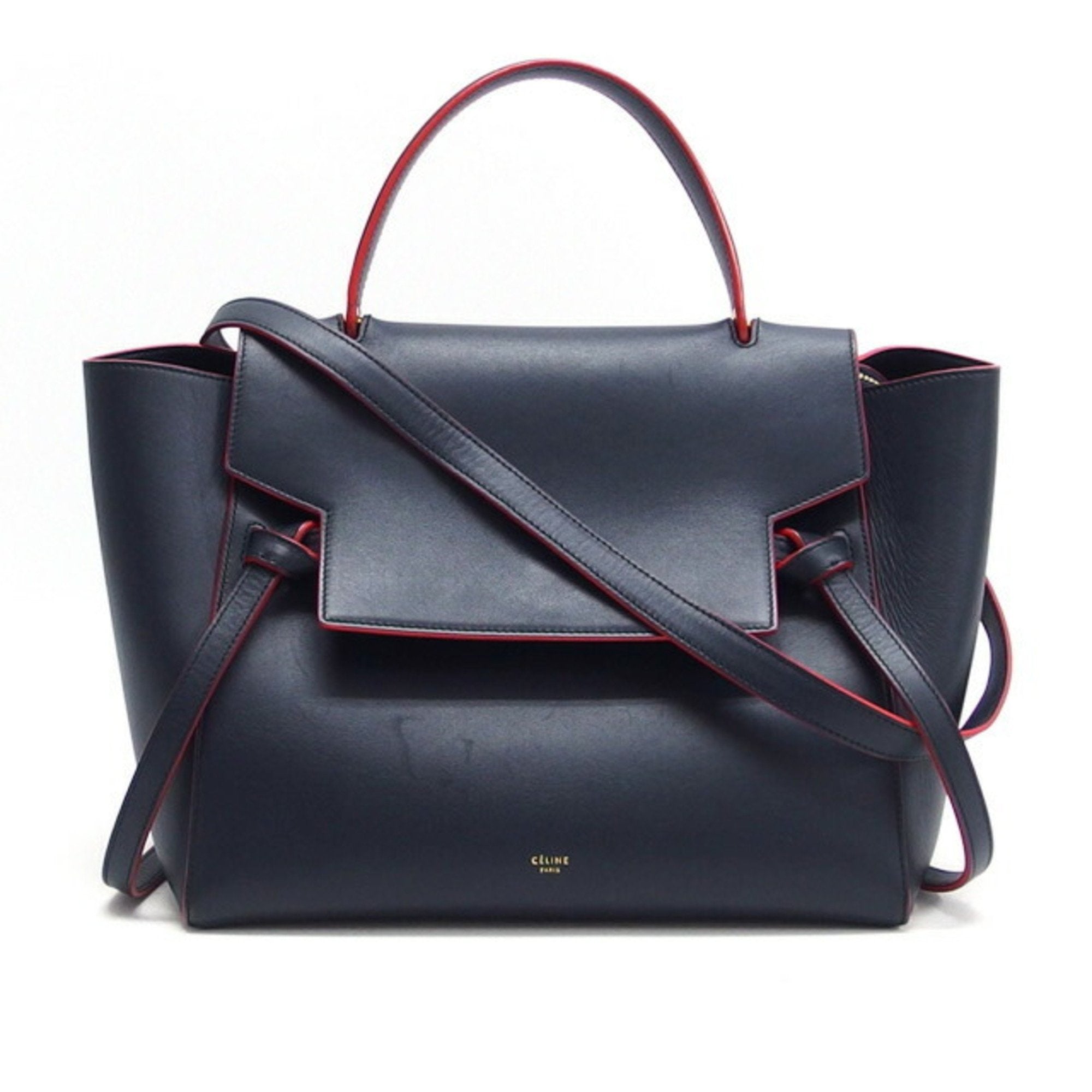 CELINE belt bag handbag dark navy red