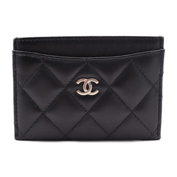 CHANEL matelasse card case A31510 lambskin black silver metal fittings