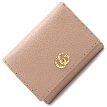 Gucci Tri-Fold Wallet Petit Marmont 474746 Beige Leather Mini W Hook