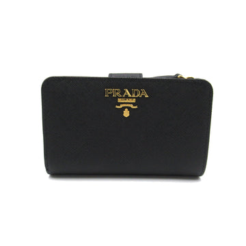 PRADA L-shaped fastener wallet Black Safiano leather 1ML225QWAF0002