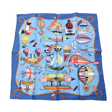 HERMES Carre 42 Blue Ladies Silk 100% Scarf Muffler