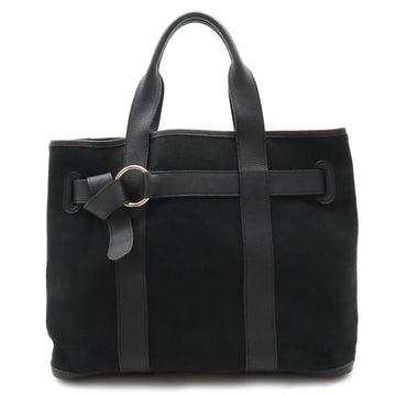 HERMES Petite Suntulle MM Tote Bag Handbag Canvas Leather Black J engraved