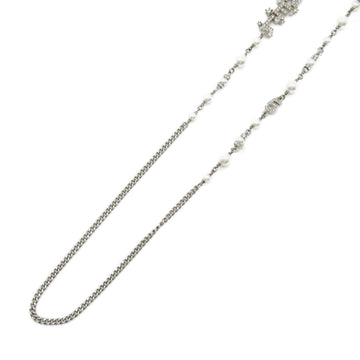 CHANEL Long Necklace F23P Necklace Silver Gold Plated Fake pearl Silver