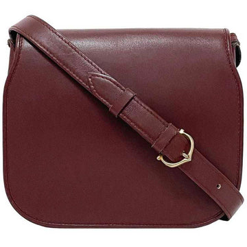 CARTIER Shoulder Bag Bordeaux Must Leather GP Pochette Sacoche Flap Ladies