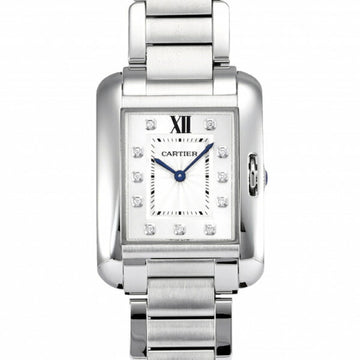 CARTIER Tank Anglaise MM W4TA0004 Silver Dial Watch Women's