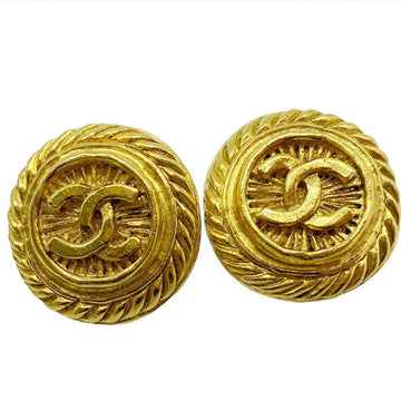 CHANEL Earrings Gold Plated Round CC Coco Mark Accessories Ear Women's