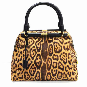 YVES SAINT LAURENT Majorelle Bag Harako Leopard Pattern 197152 Print Tote Handbag Leather Ladies
