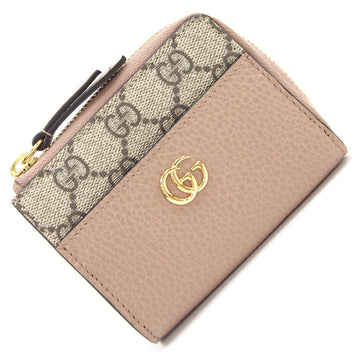 Gucci L-shaped wallet GG Marmont 658609 pink khaki leather PVC ladies mini GUCCI