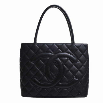 CHANEL Caviar Skin Coco Mark Reprint Tote Bag Black