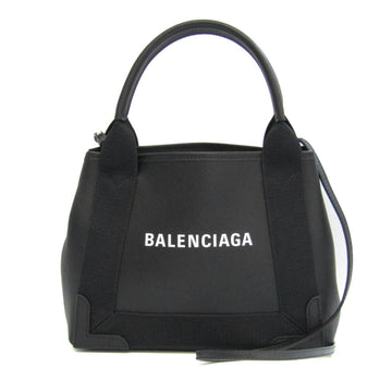 BALENCIAGA Navy Cabas 390346 Men,Women Leather Handbag,Shoulder Bag,Tote Bag Black