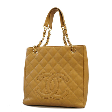 Chanel shoulder bag matelasse chain shoulder caviar skin beige gold metal