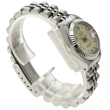 ROLEX 69174G Datejust 10P Diamond Watch Stainless Steel SS K18WG Women's