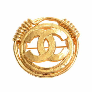 CHANEL Coco Mark Round Brooch Gold Ladies