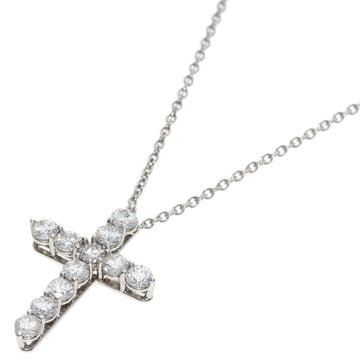 TIFFANY Small Cross Diamond Necklace Platinum PT950 Women's &Co.
