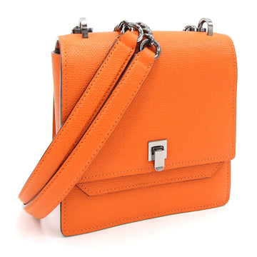 Valextra Shoulder Bag Orange Leather Cross-Body Chain Ladies