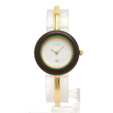 GUCCI Change Bezel White Dial GP Ladies Quartz Watch 11/12.2