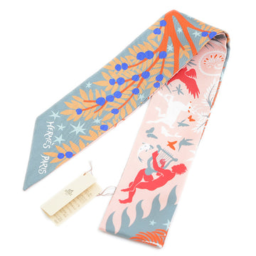 HERMES Twilly Scarf Invited by the Charm of Orpheus Grease Assier/Rose Powder/Violet