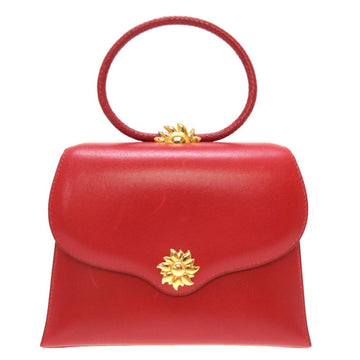 HERMES Sun Box Calf Rouge Vif 〇X Engraved Handbag Red