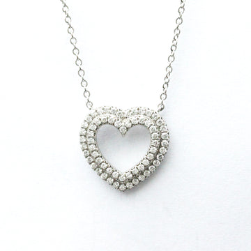 TIFFANY Metro Double Heart Necklace Platinum Diamond Men,Women Fashion Pendant Necklace [Silver]