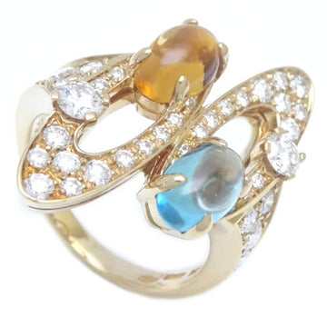 BVLGARI Elysia Ring Citrine Blue Topaz K18YG Yellow Gold 290965