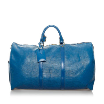 Louis Vuitton Epi Keepall 50 Boston Bag M42965 Toledo Blue Leather Ladies