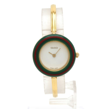 GUCCI Change Bezel White Dial GP Ladies Quartz Watch 11/12.2