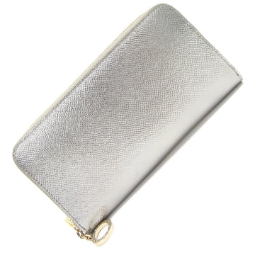Bvlgari Round Long Wallet 287079 Silver Leather Women's Metallic BVLGARI