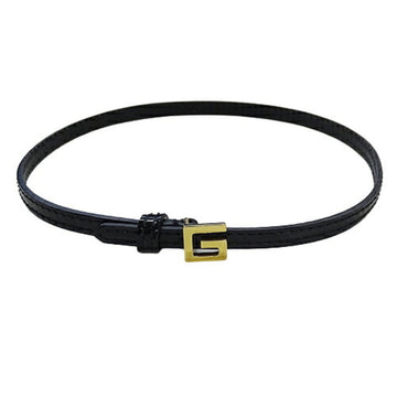 GUCCI choker ladies brand square G patent leather black gold accessory simple