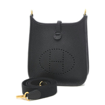 HERMES Evelyn TPM Shoulder Bag Amazon Taurillon Clemence Black Gold Hardware Z Engraved