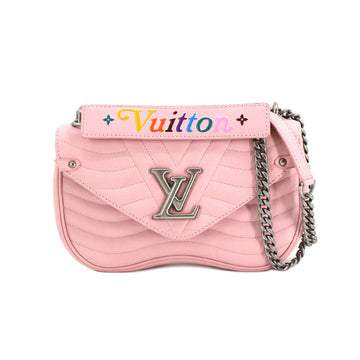 LOUIS VUITTON New Wave 2way Chain Hand Shoulder Bag MM Leather Pink M52707 RFID