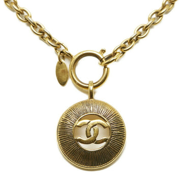 CHANEL Cocomark CC Round Necklace Gold Plated Ladies