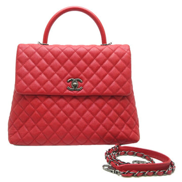 CHANEL Coco Handle 2Way Bag Ladies Handbag A92992 Caviar Skin Red