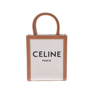 Celine Vertical Cover Mini Natural/Tan 193302BNZ02NT Women's Leather Canvas Handbag