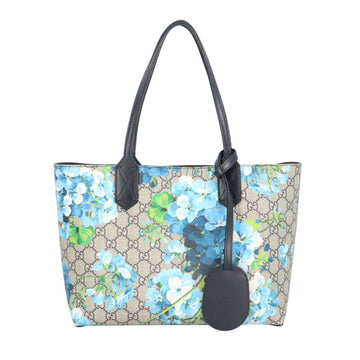 GUCCI Reversible Tote GG Blooms Bag PVC Coated Canvas 372613 585795 Blue Women's