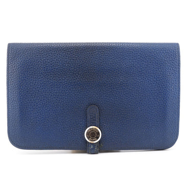 HERMES Dogon GM long wallet navy ladies