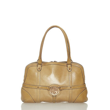 Gucci Interlocking Handbag 114887 Beige Leather Ladies GUCCI