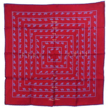 HERMES Scarf Petit Carre Silk Red/Blue Unisex