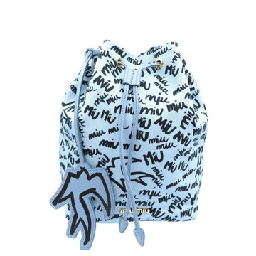 MIU MIU Miu swallow pattern canvas light blue bag
