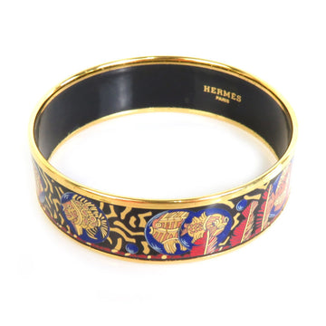 HERMES Bangle Bracelet Email Metal/Enamel Gold/Multicolor Women's