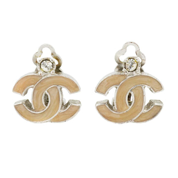 CHANEL earrings here mark rhinestone metal material silver 03P ladies