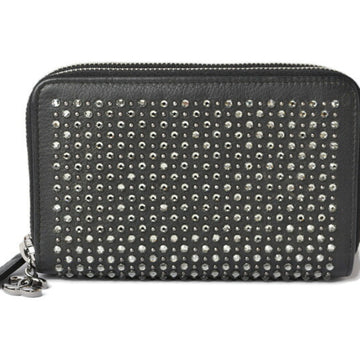 CHANEL wallet multi  folding rhinestone studs black