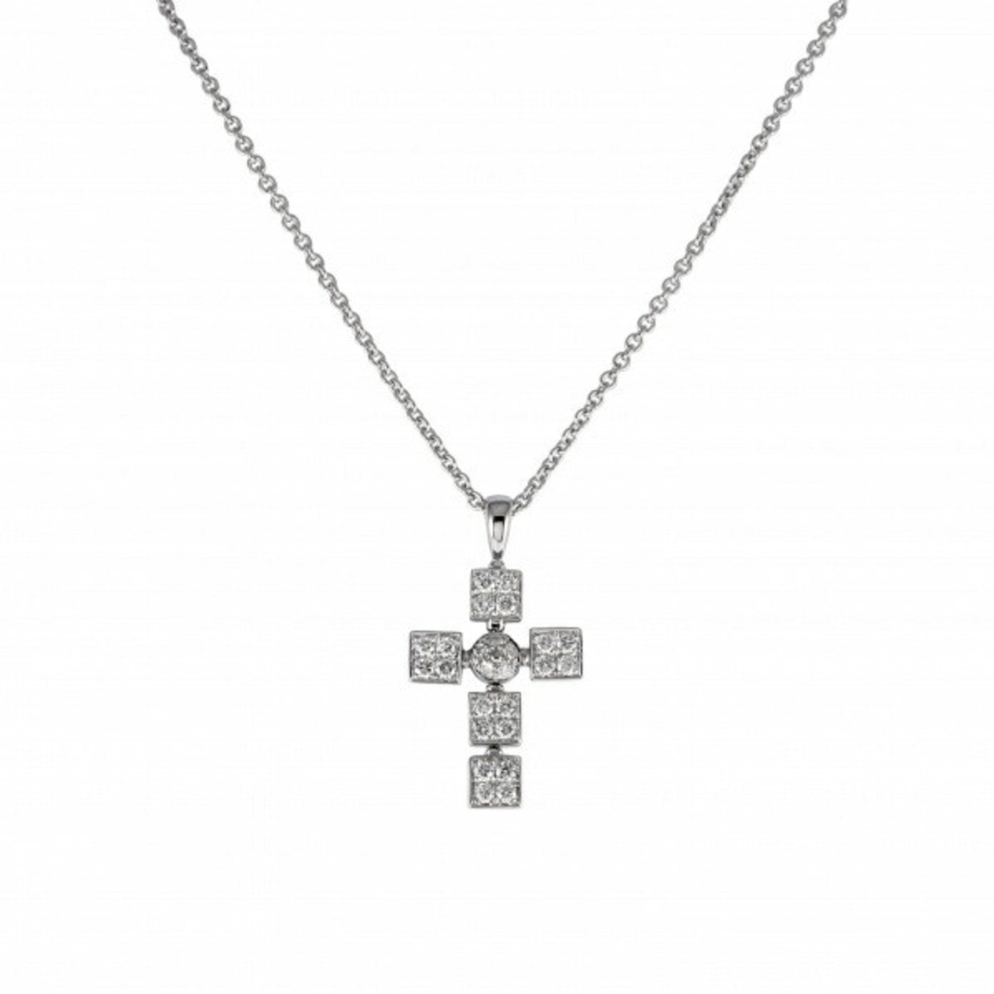 BVLGARI Lucia Latin Cross Necklace/Pendant K18WG White Gold