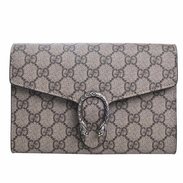 GUCCI Dionysus GG Supreme Chain Shoulder Long Wallet 401231 Beige Women's