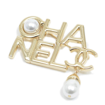 Chanel Brooch Logo Pearl Gold A22P